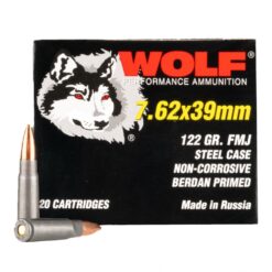 Wolf 7.62x39mm 122 Grain FMJ, 20 Rounds 762WFMJ